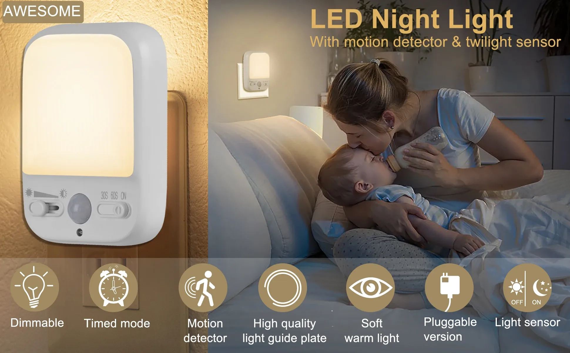 YooShine LED Night Light Socket for Children