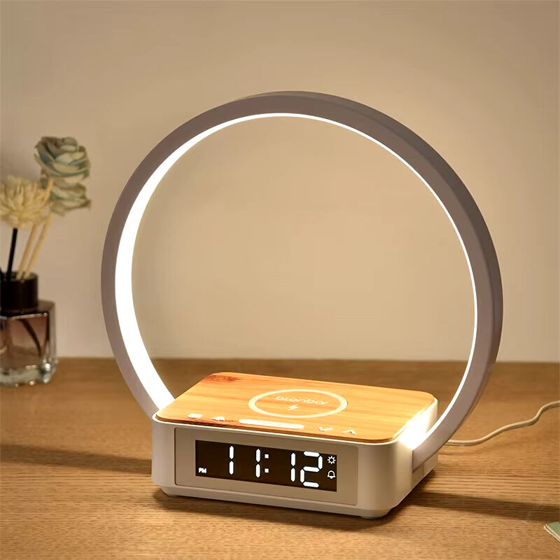 3 in 1 Wireless Charging Bedside Lamp Touch Table Lamp With Alarm Clock Wake-Up Light Nightstand Reading Night Light for Bedroom