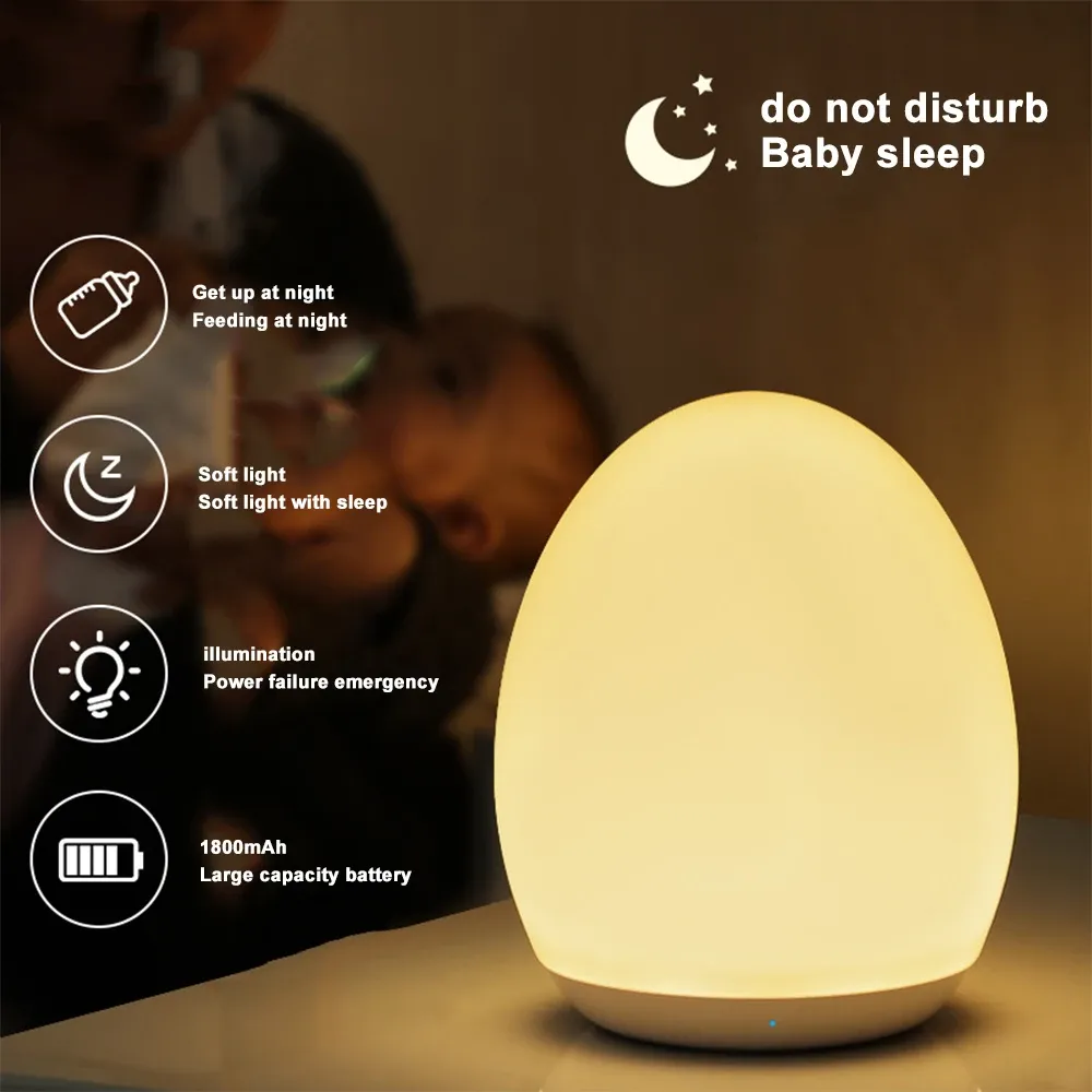 led egg shape night light rgb pat light usb rechargeable baby feeding sleeping eye protection lamp baby care lights for kid gift-41