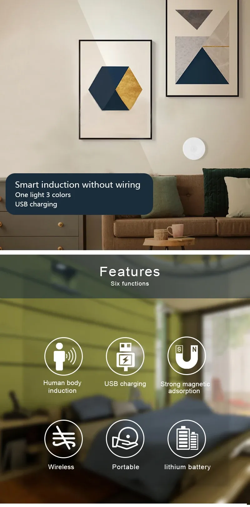 magnetic wireless under cabinet kitchen light usb rechargeable pir motion sensor night lamp with remote control for bedroom ward-51