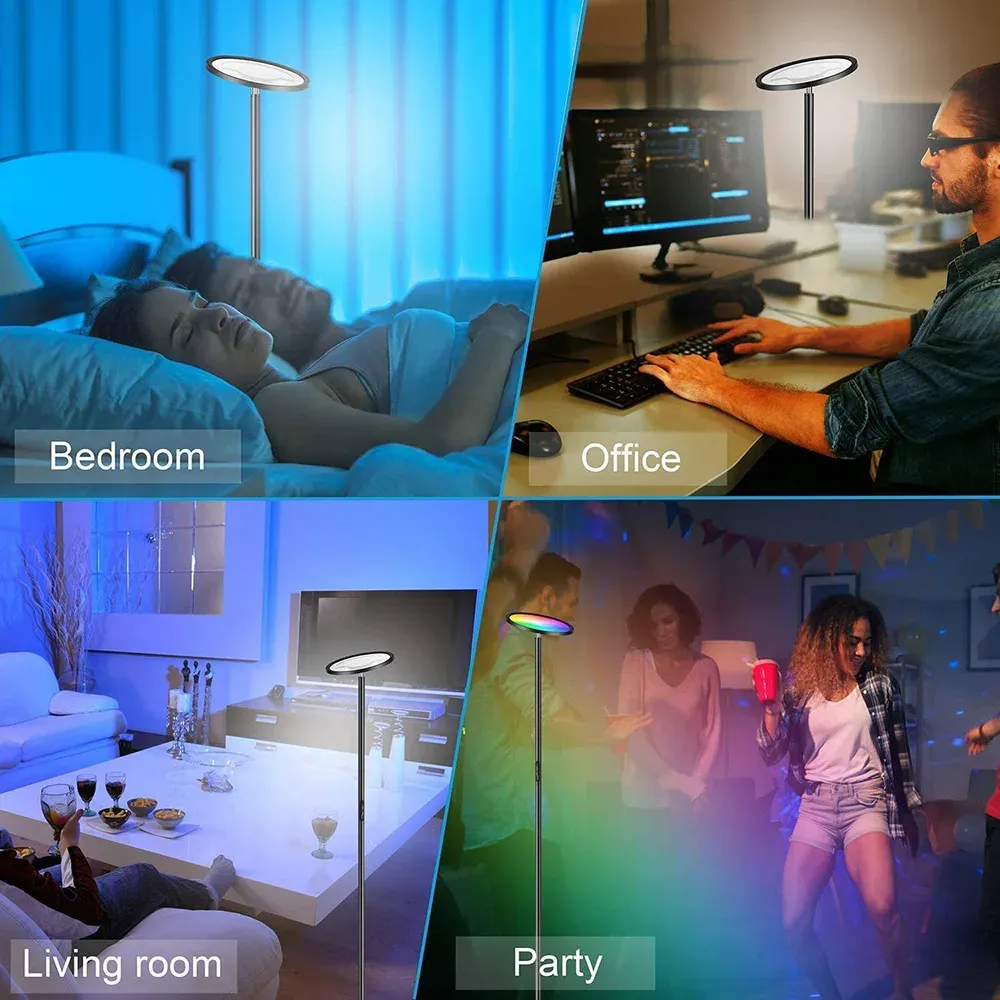 wifi smart rgb floor lamp 25w ultra bright 2000lm dimmable tall standing pole lights music sync torchiere sky led lamps decor-44