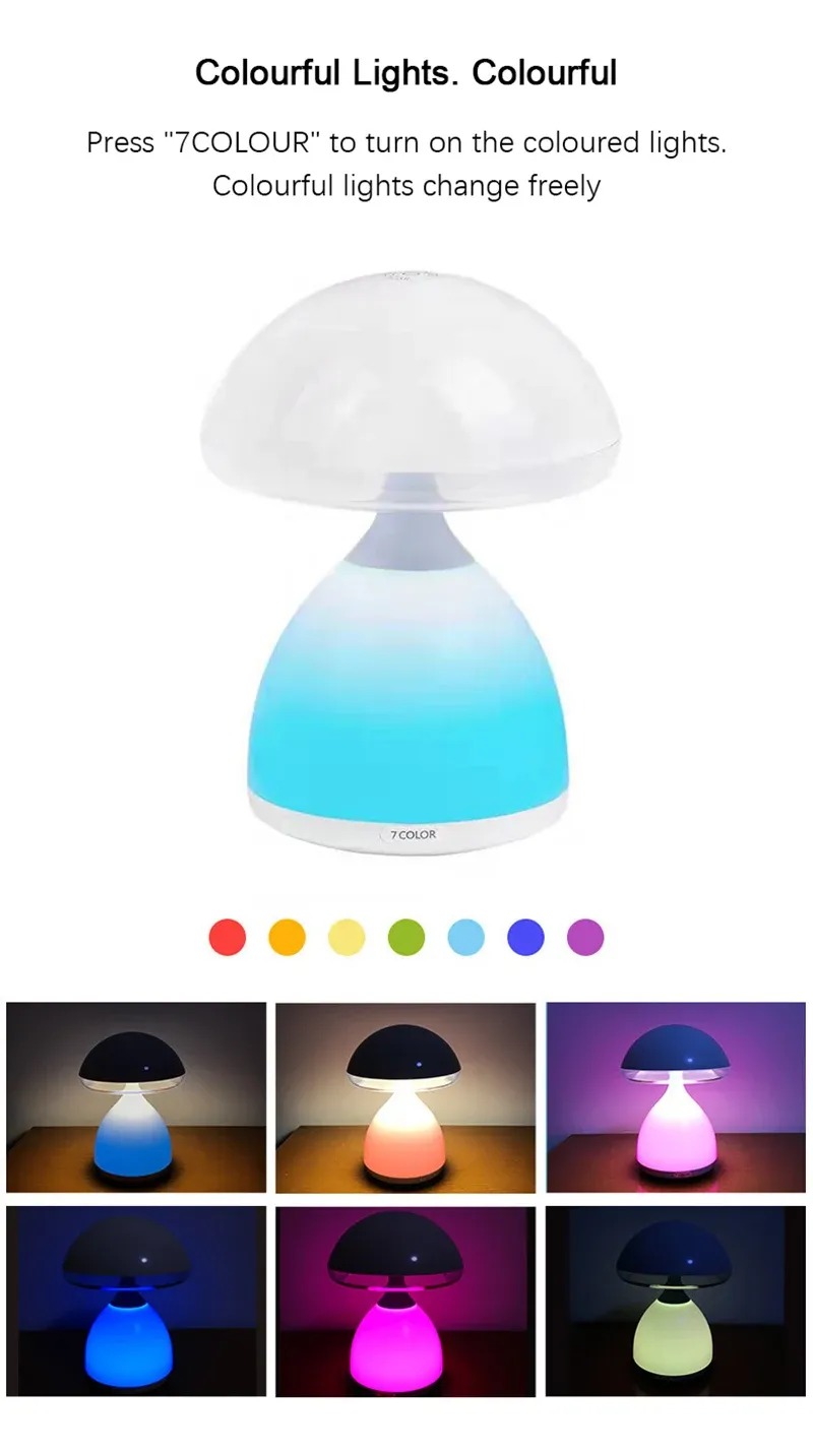 led mushroom small table lamp portable usb charging dimmable flower bud lamp bedroom bedside lamp-45