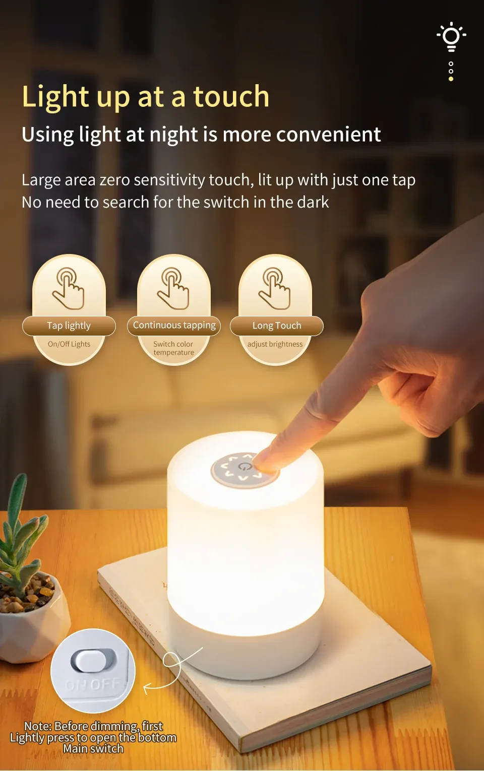 remote control switch rechargeable three colors lights bedroom portable table bedside night lamp-44