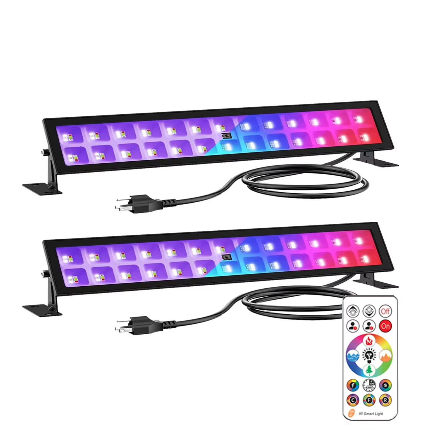 48W LED-Wandspüler für den Außenbereich Smart Fernbedienung RGB UV-Lampe Wasserdichte Flutlicht Party Weihnachts-Hausgarten Dekor