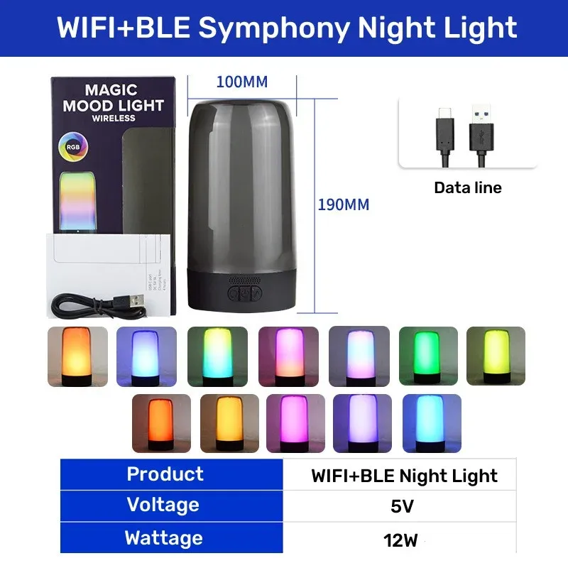 smart bluetooth app night light rgbw colorful dimmable small desk lamp neon symphony music ambient light led bedside table lamps-43