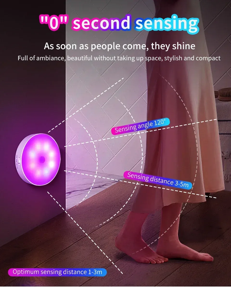 rechargeable wireless rgb under cabinet lights motion sensor night -3