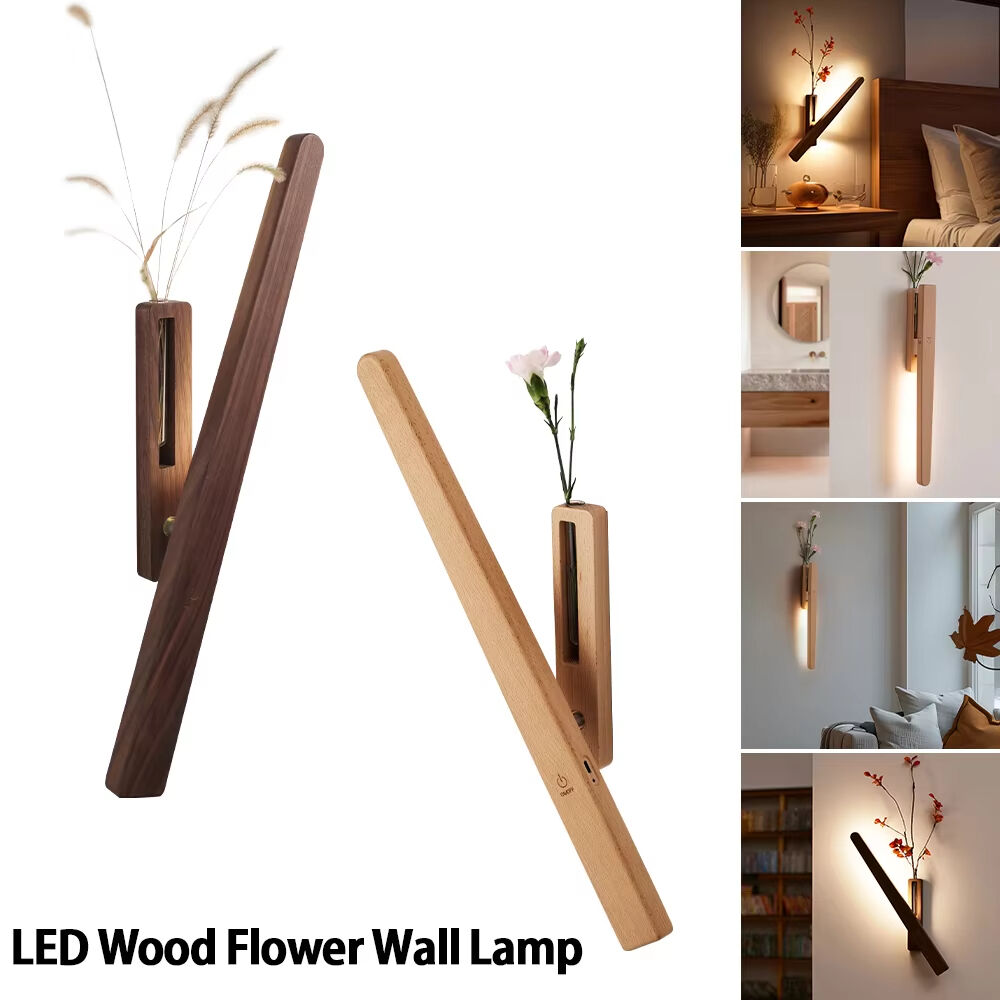 LED Wood Flower Wall Lamp Wood Flower Atmosphere Wall Lamp Magnetic Night Light 360° Rotation Rechargeable Room Decoration