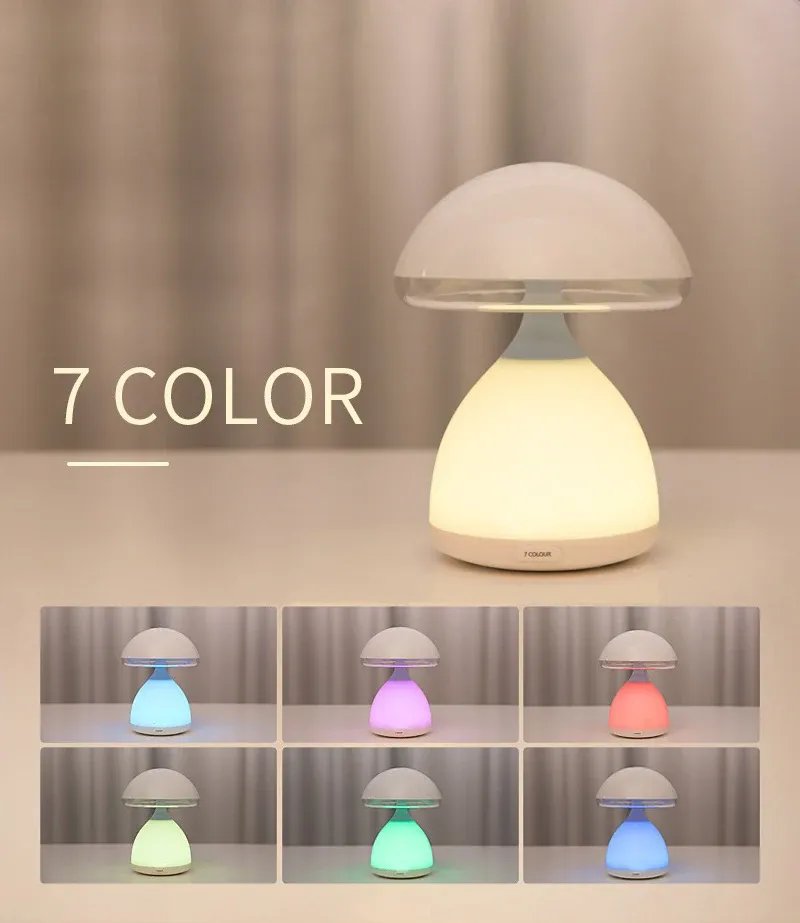 led mushroom small table lamp portable usb charging dimmable flower bud lamp bedroom bedside lamp-41