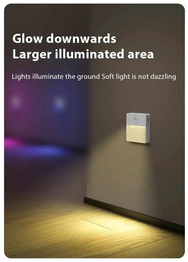 motion sensor led light usb charging square lamp for bedroom kitchen stair hallway wardrobe cupboard lighting rgb night light-48