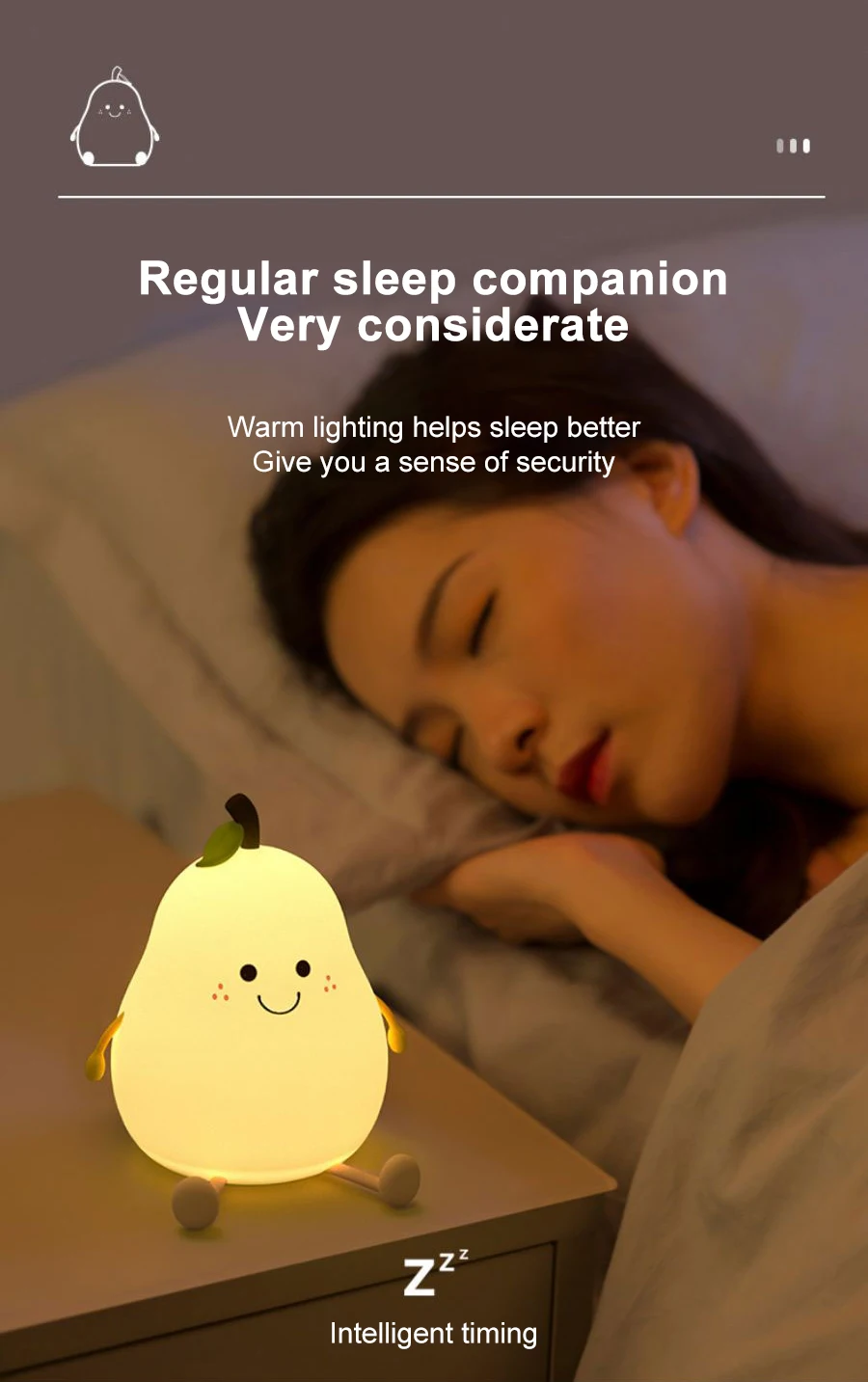 usb rechargeable pear silicone night light-43