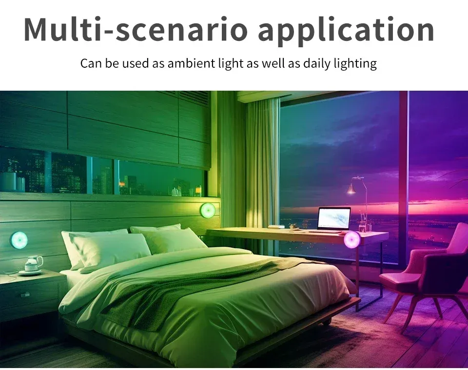 rechargeable wireless rgb under cabinet lights motion sensor night -8