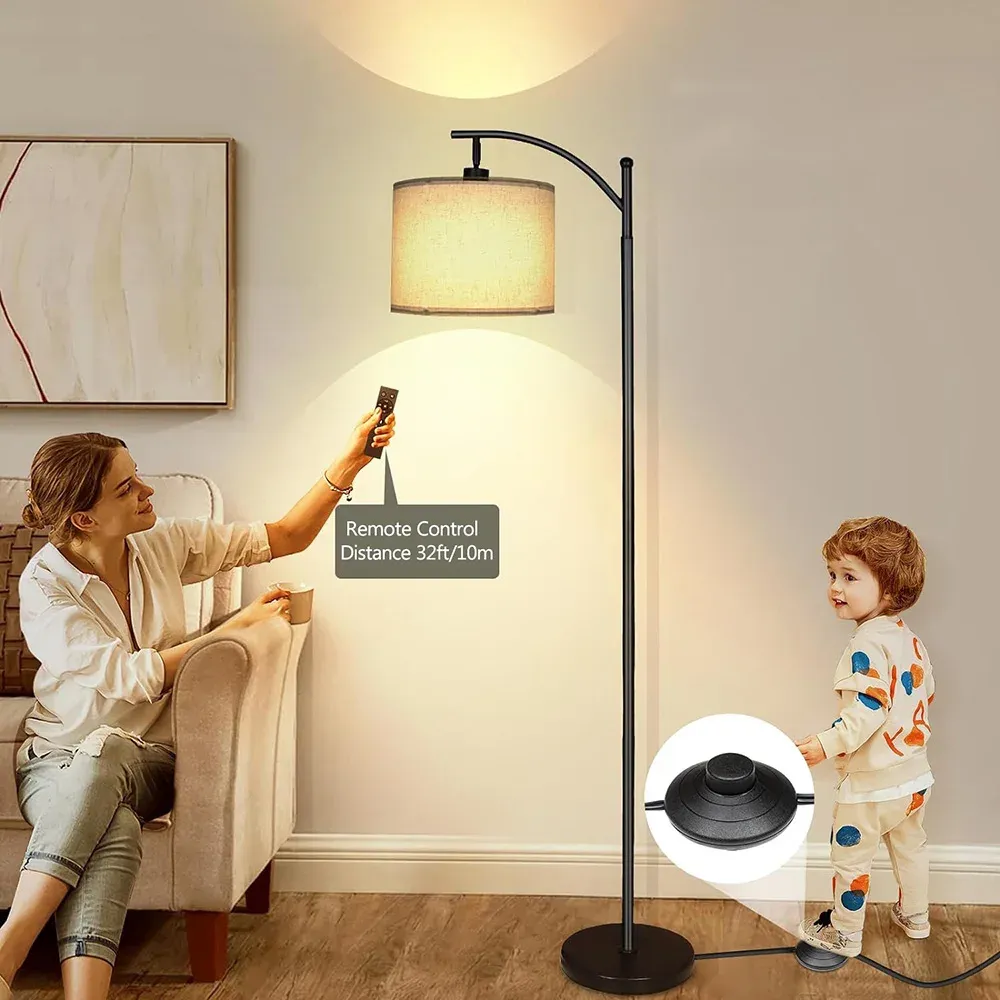 smart wifi floor lamp led modern rgb adjustable remote control dimmable tall reading lamp rotable lampshade standing light-47