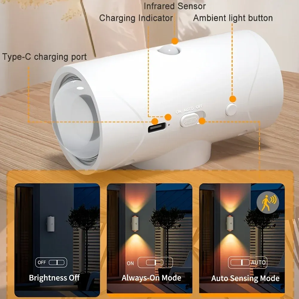 rechargeable led night light with motion sensor wall lamp rgb gradient ambient light dimmable indoor light magnetic step lamp-40