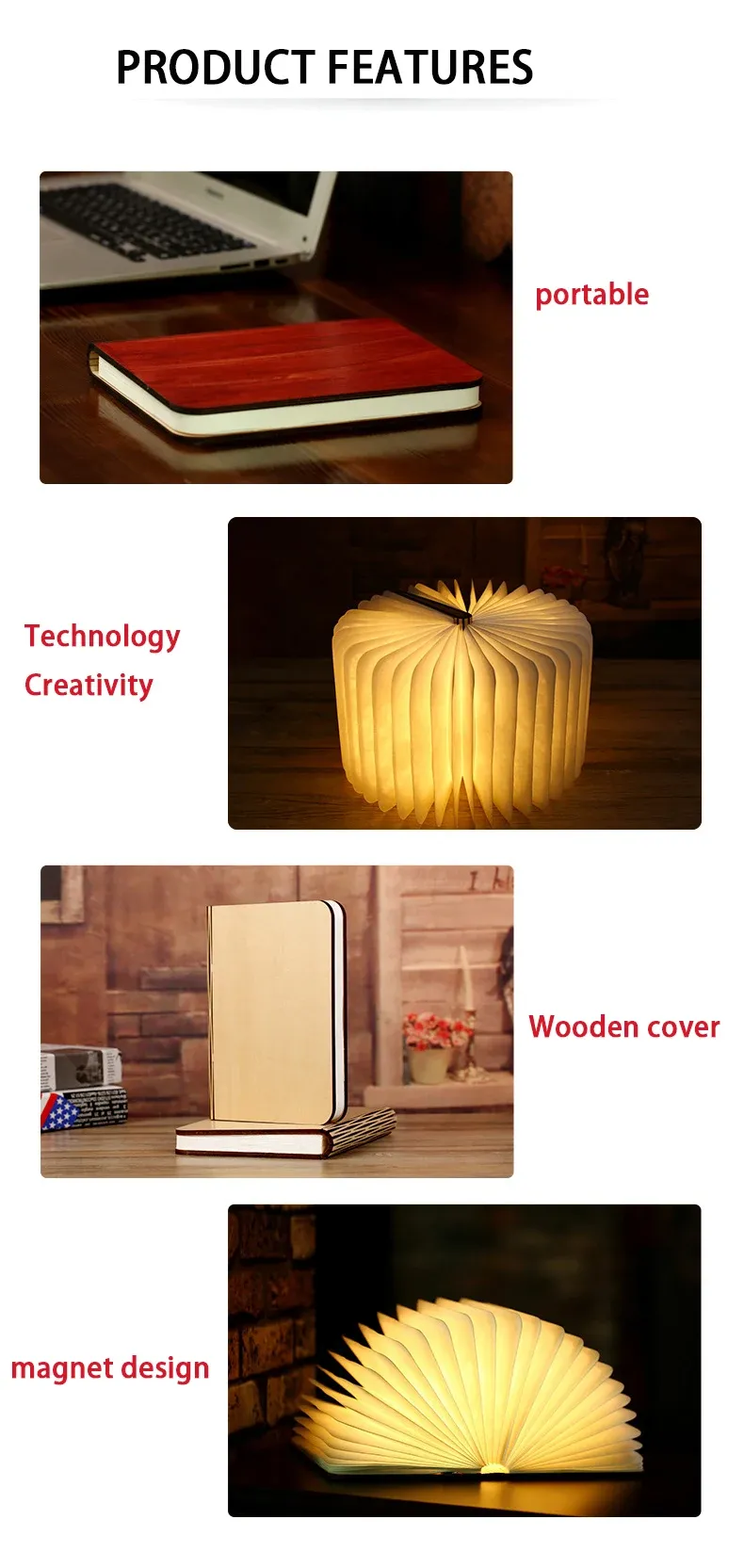 3d folding creative led night light rgb color usb recharge wooden book light decor bedroom desk table lamp for kid brithday gift-46