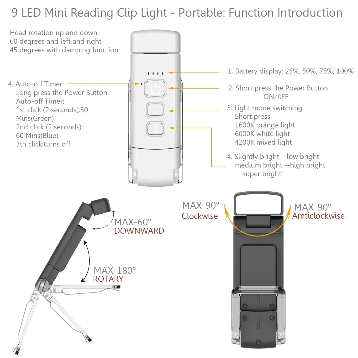 mini light reading clip book light with timer rechargeable clip on bookmark book light led read light portable bedside desk lamp-41