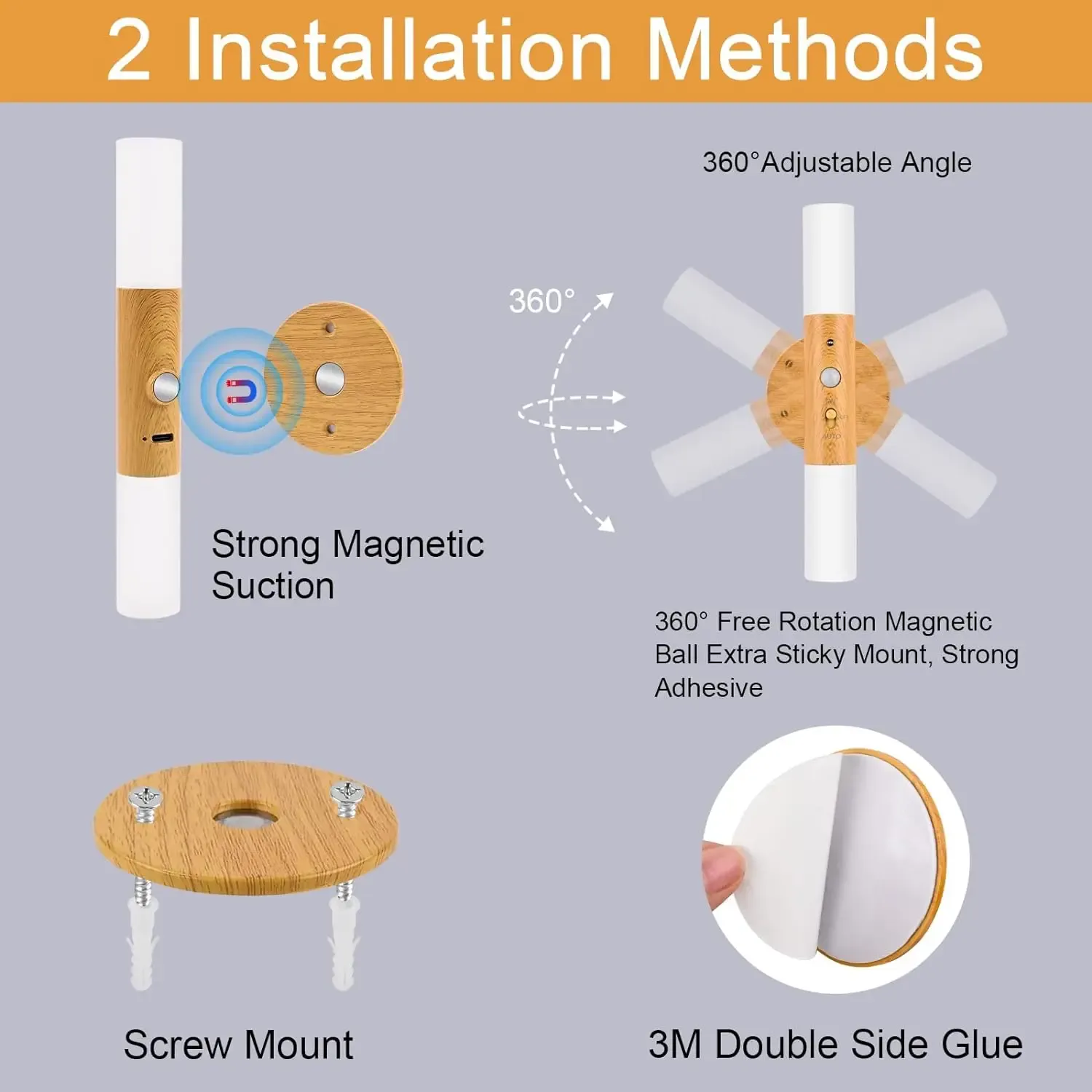 indoor wall light pack of 2 usb rechargeable wall night light wood indoor with motion sensor induction led wall lamp-41