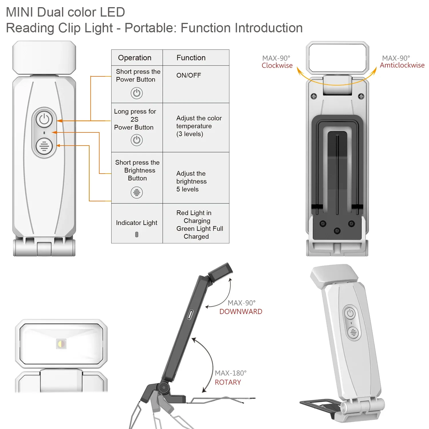 led reading book clip lamp mini night light usb rechargeable portable eye protection led clip table lamp-40