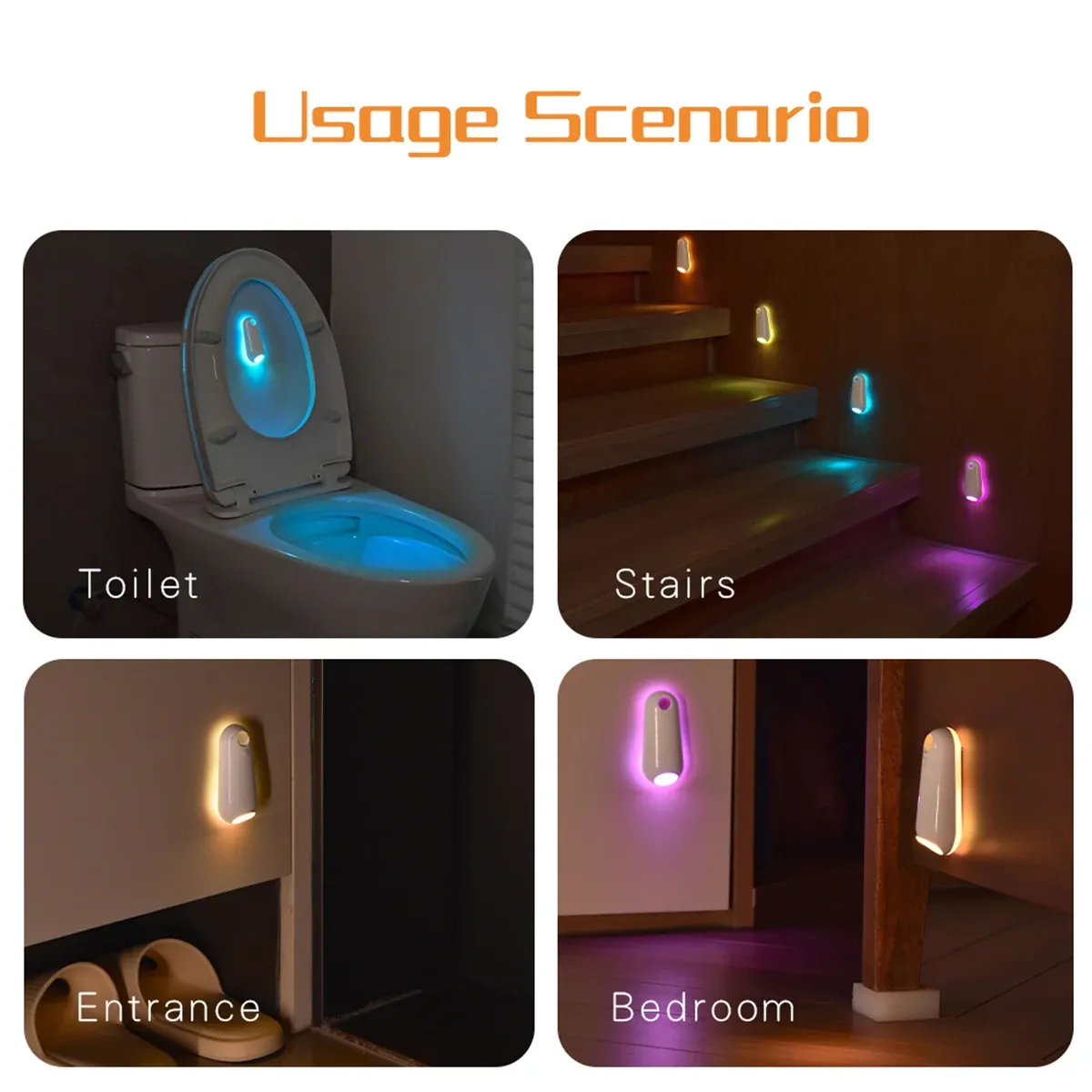 toilet night light rechargeable stair deck wall lamp with motion sensor 8 adjustable colors bathroom nightlight decorating light-45