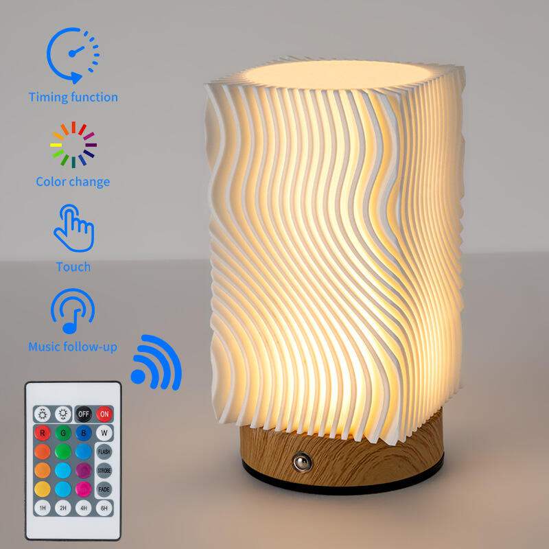 7 Colors Night Light Dimmable LED Sensor Wooden Bedside Table Lamp with Adjustable Brightness Remote Control Mushroom Led cube