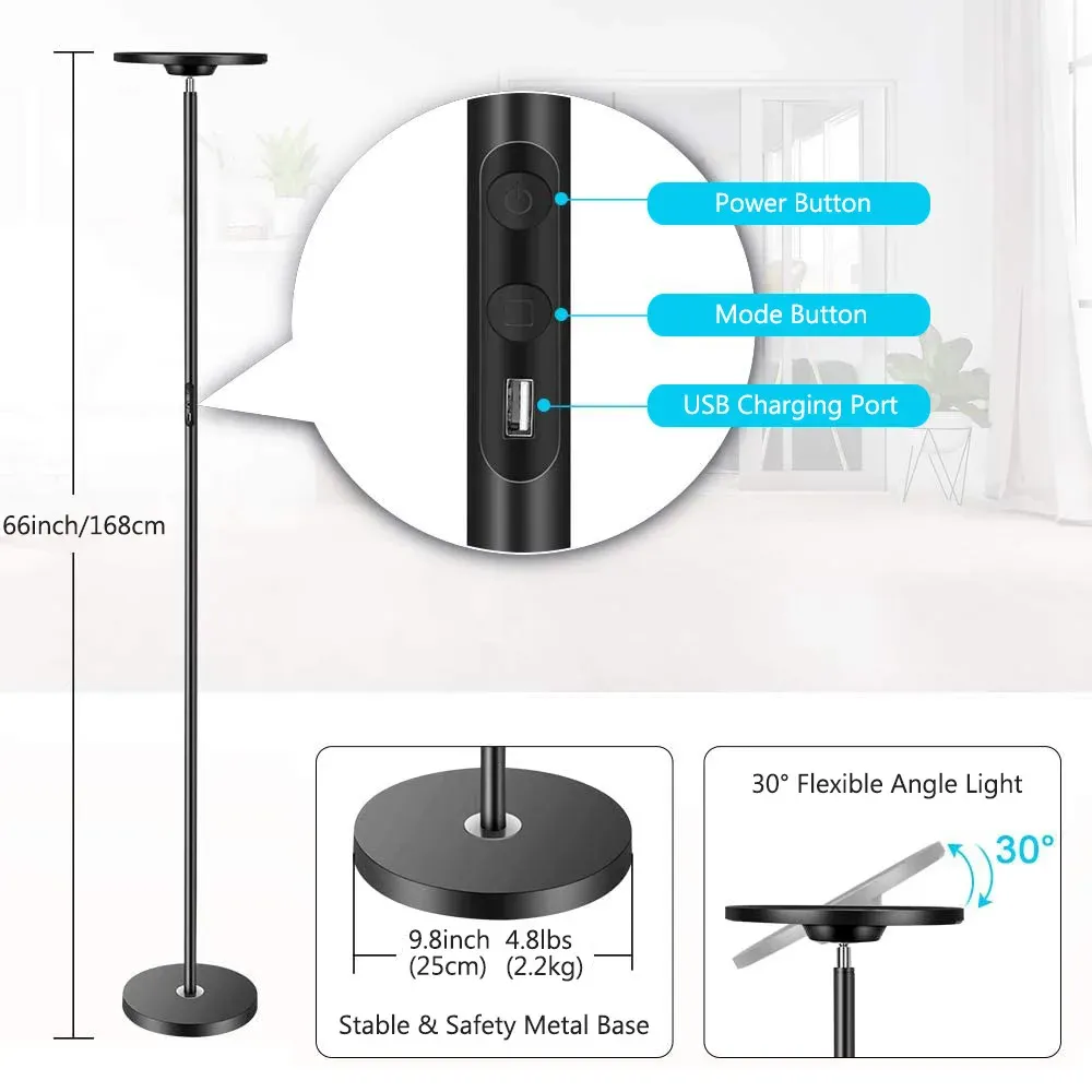 wifi smart rgb floor lamp 25w ultra bright 2000lm dimmable tall standing pole lights music sync torchiere sky led lamps decor-46