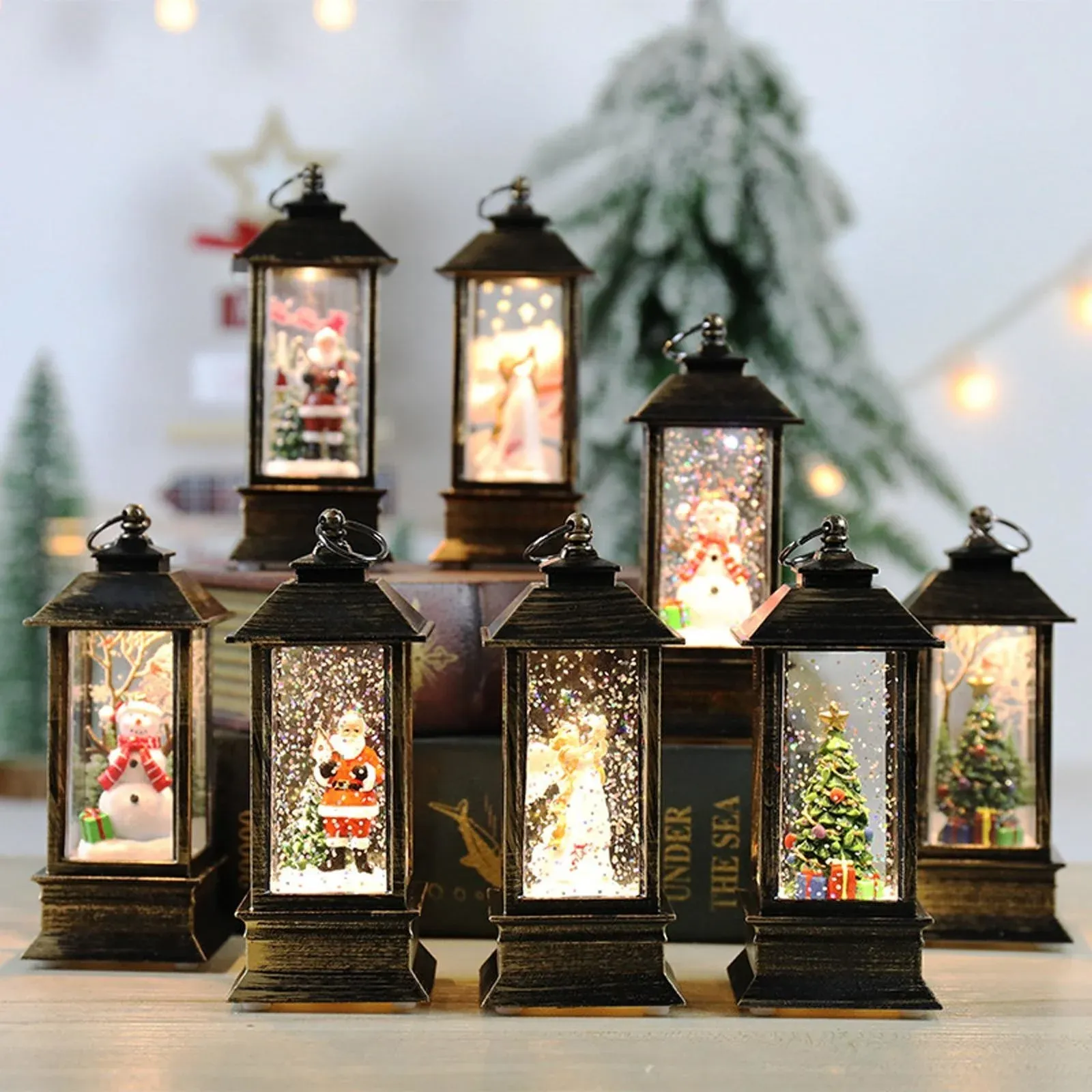 merry christmas decoration christmas lanten led globe hanging vintage santa lamp snowman tea led lantern light castle-45