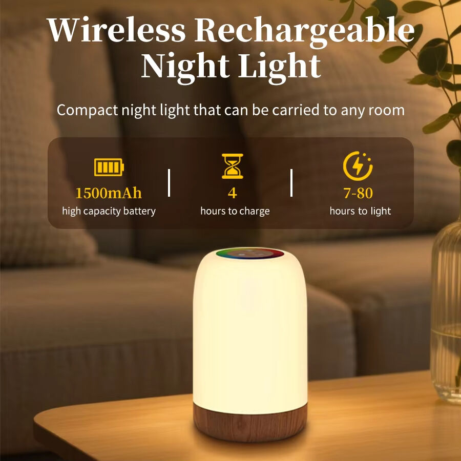 LED Aanstootlamp met dimbaar RGB-kleur houtkorrel tafellamp