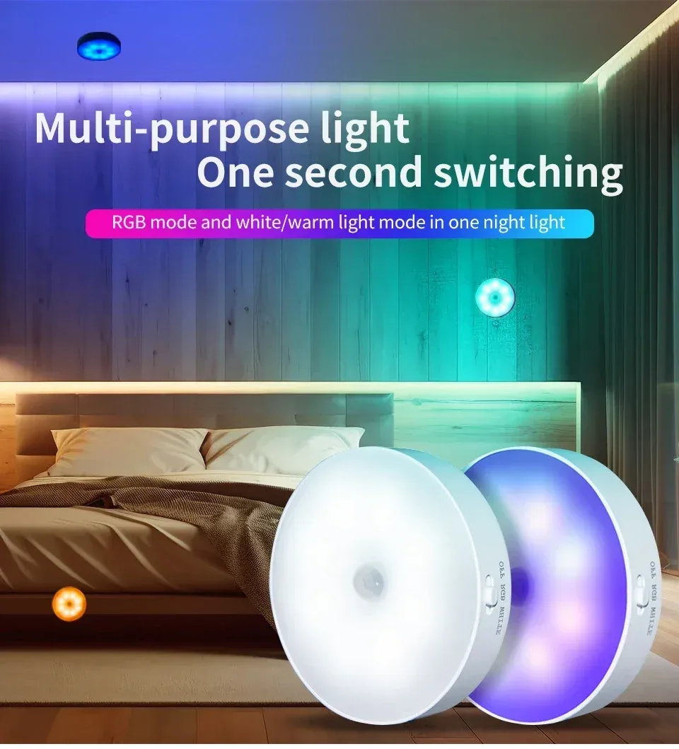 rechargeable wireless rgb under cabinet lights motion sensor night -2