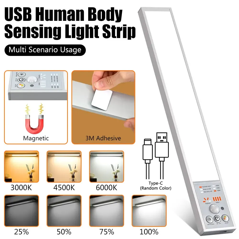 dimmable cabinet light battery powered motion sensing light 3 color cabinet light 4 modes wireless cabinet lamp rechargeable-37