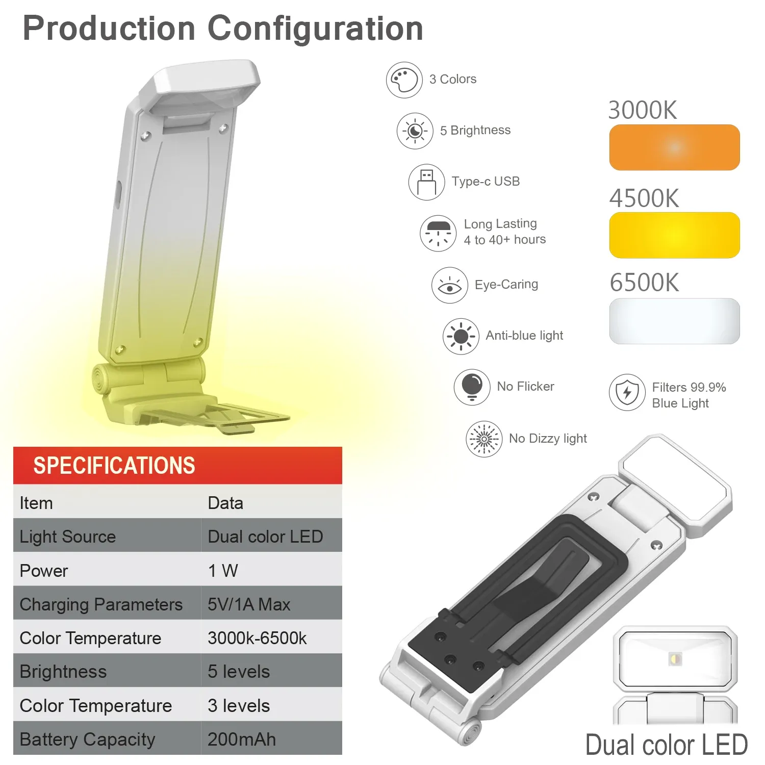 led reading book clip lamp mini night light usb rechargeable portable eye protection led clip table lamp-39