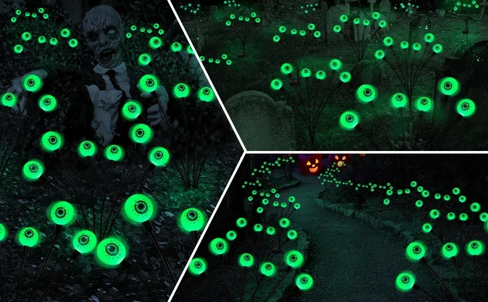 halloween outdoor solar powered scary eyeball lights led green eyeball blinking firefly lights waterproof solar path lights-43