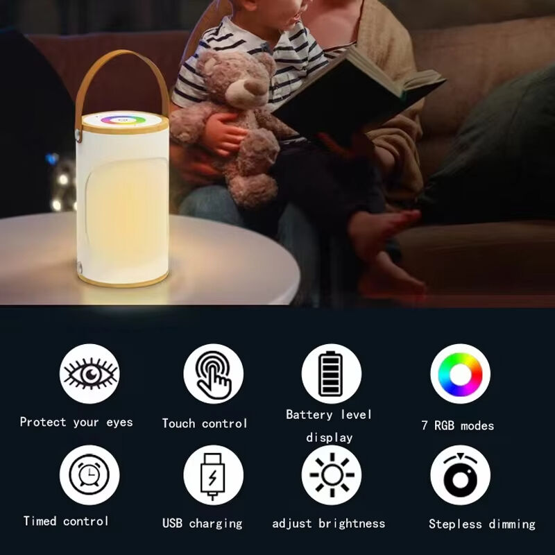 LED Touch Charging Home Night Light, Couple Mother Baby Breastfeeding Bedside Lamp, Portable Rainbow Atmosphere Camping Light