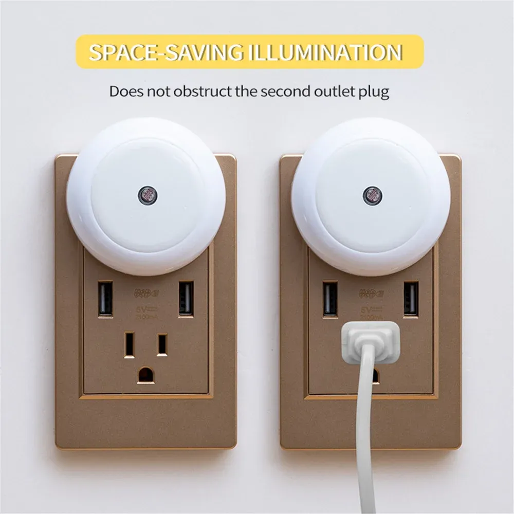 led night light smart night sensor round plug in wall night lamp-43