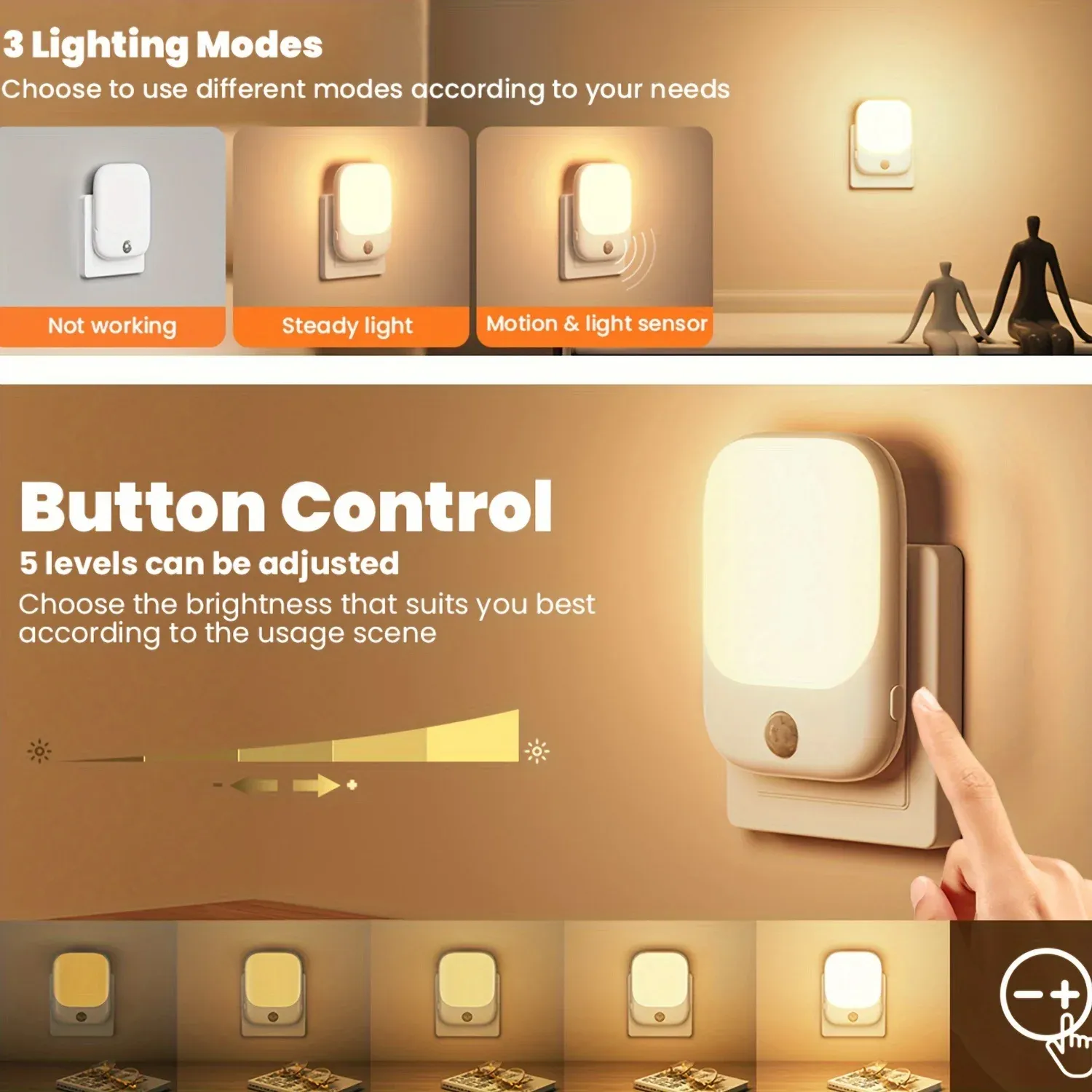 plug in night light with motion sensor led night light socket with 3 modes and 5 brightness dimmable for bedroom-41