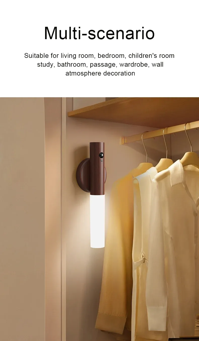 usb night light motion sensor magnetic led wood wall lamp cabinet closet light staircase bedroom table lamp bedside led lighting-50