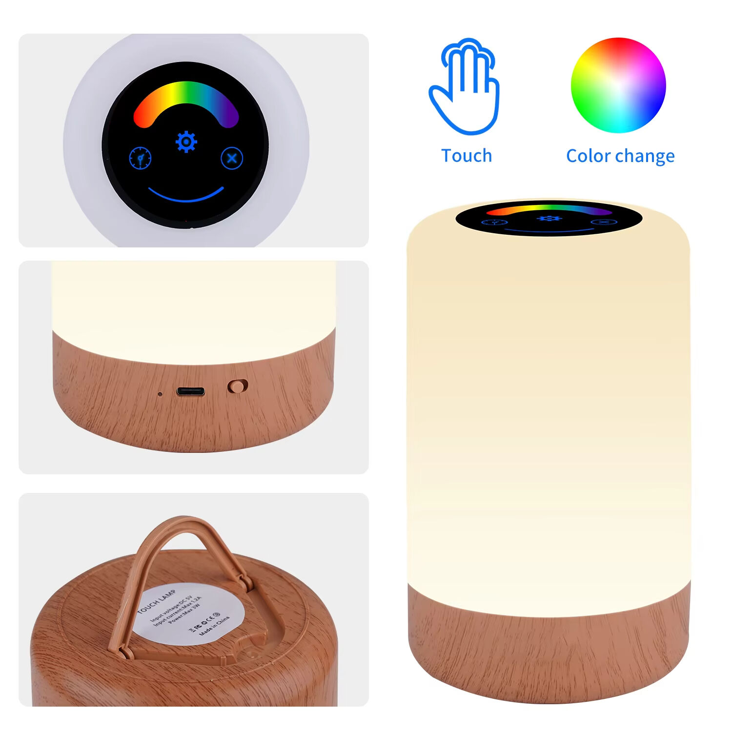 Przenośna Wielokolorowa Lampa Dotykowa Nocna z Możliwością Podładu