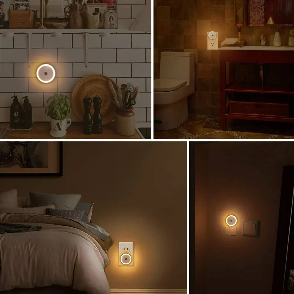 led night light smart night sensor round plug in wall night lamp-48