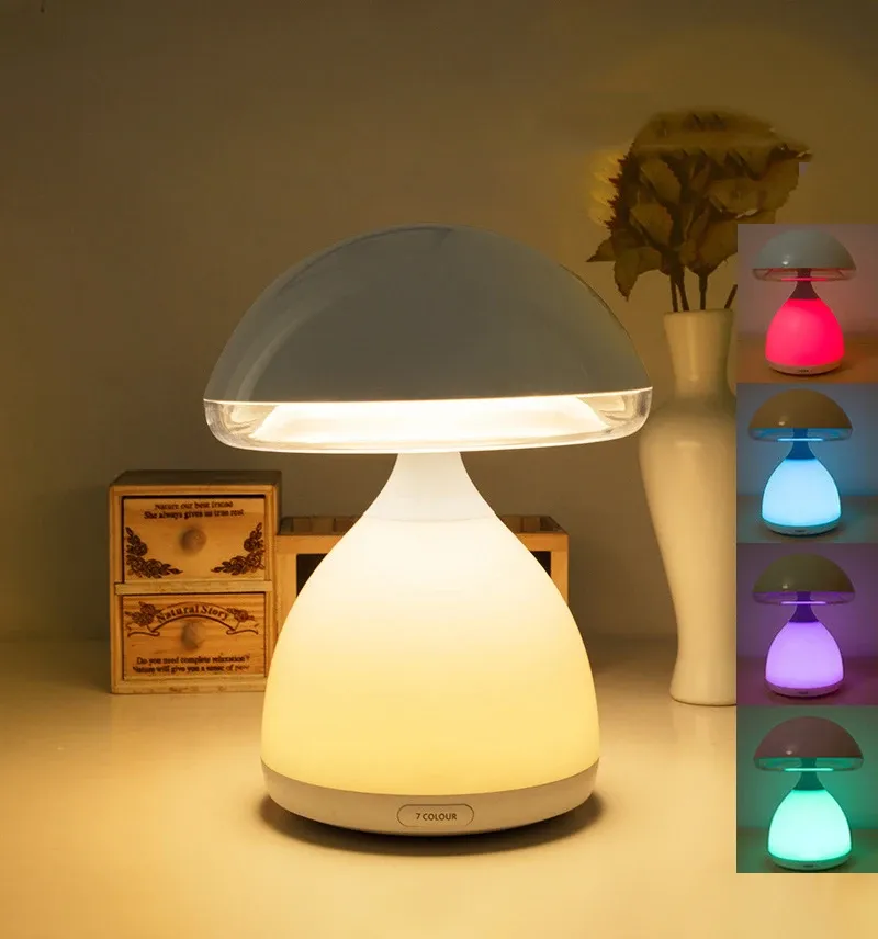 led mushroom small table lamp portable usb charging dimmable flower bud lamp bedroom bedside lamp-40