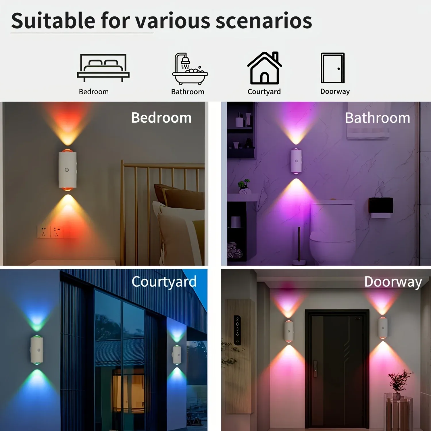 rechargeable led night light with motion sensor wall lamp rgb gradient ambient light dimmable indoor light magnetic step lamp-44