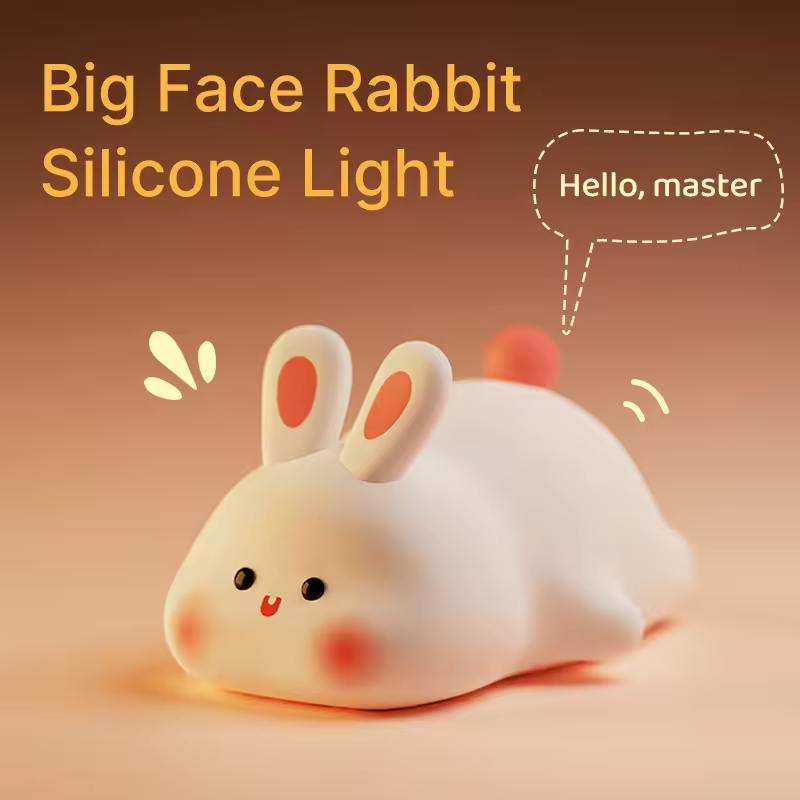 Mini Lovely Rechargeable Led Soft Touch Silicone Night Light For Kids Bunny Lamp Light Up Silicone Animal Night Light