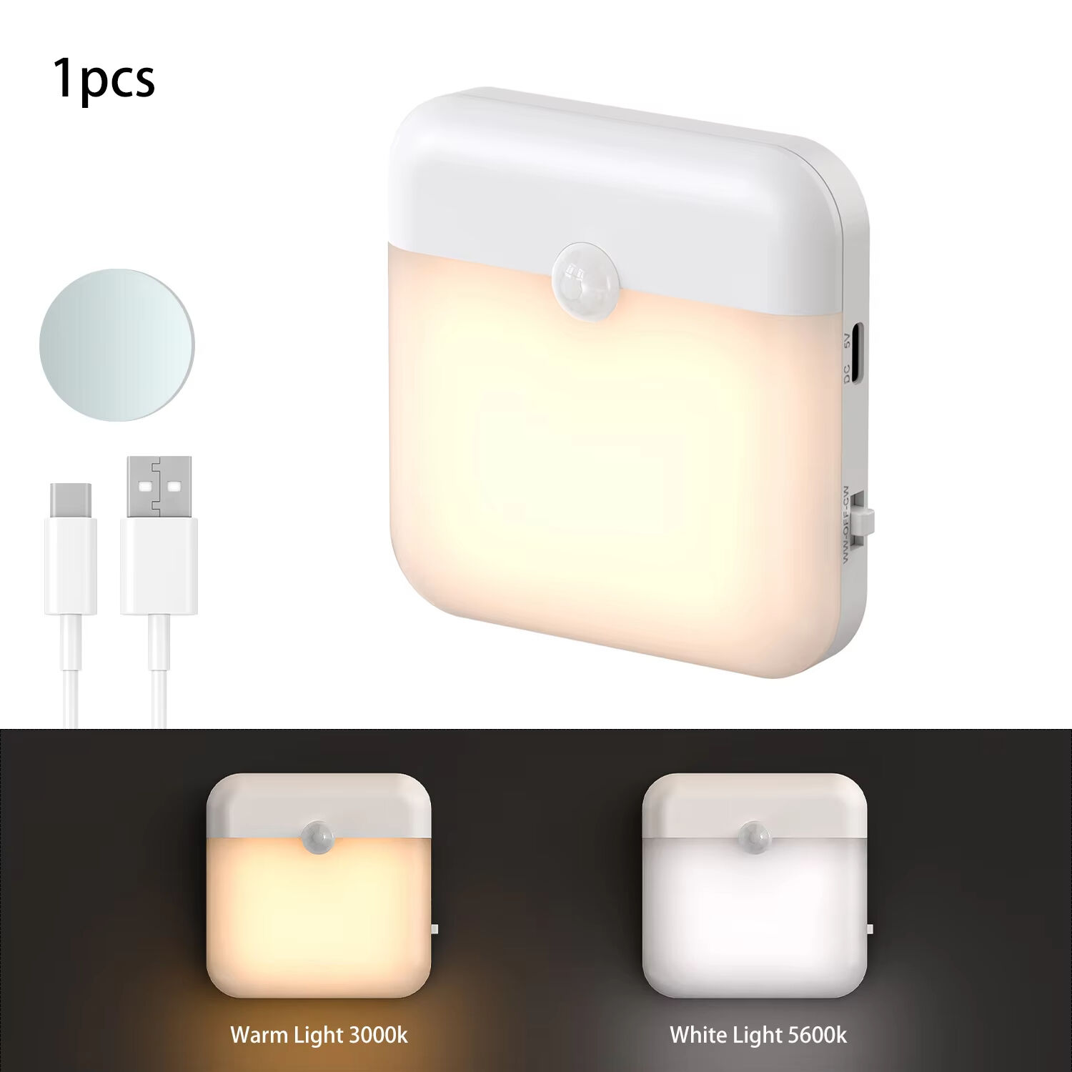 Smart Motion Sensor Led Light USB Charging Lamp para sa Silid-tulugan Kusina Hagdang-bato Pasilyo Wardrobe Aparador Pader na Ilaw sa Gabi