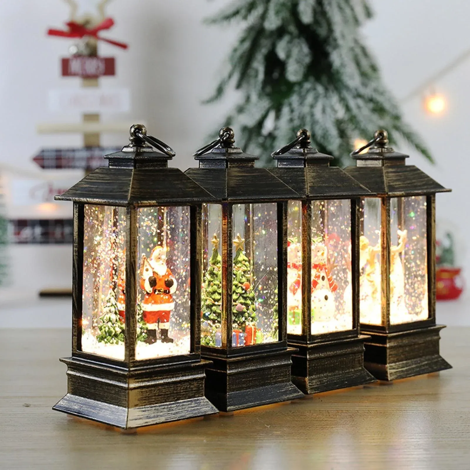 merry christmas decoration christmas lanten led globe hanging vintage santa lamp snowman tea led lantern light castle-47