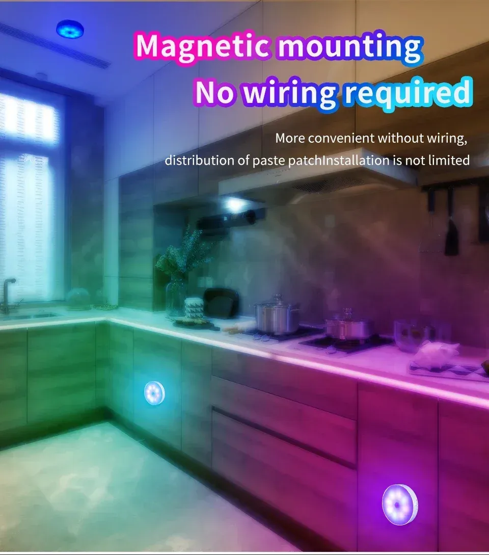 rechargeable wireless rgb under cabinet lights motion sensor night -4