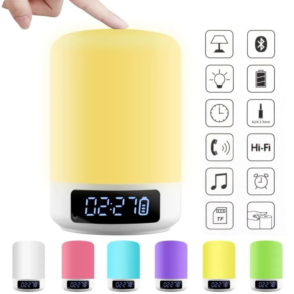 smart wireless bluetooth speaker night light touch light led bedside lamp dimmable colorful night lights-45