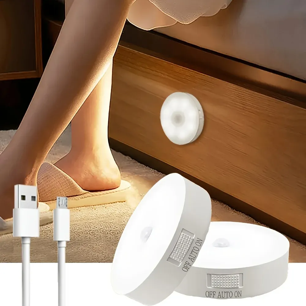 led night light with motion sensor usb rechargeable night lamp for kitchen cabinet wardrobe lamp staircase wireless closet light-46