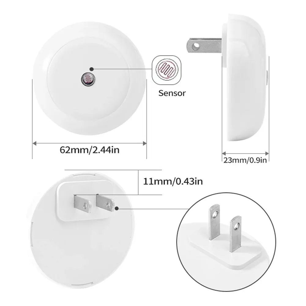 led night light smart night sensor round plug in wall night lamp-44