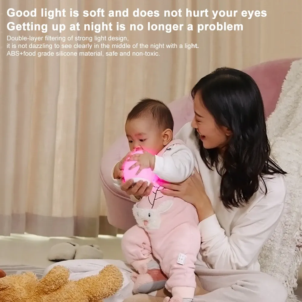 led egg shape night light rgb pat light usb rechargeable baby feeding sleeping eye protection lamp baby care lights for kid gift-51