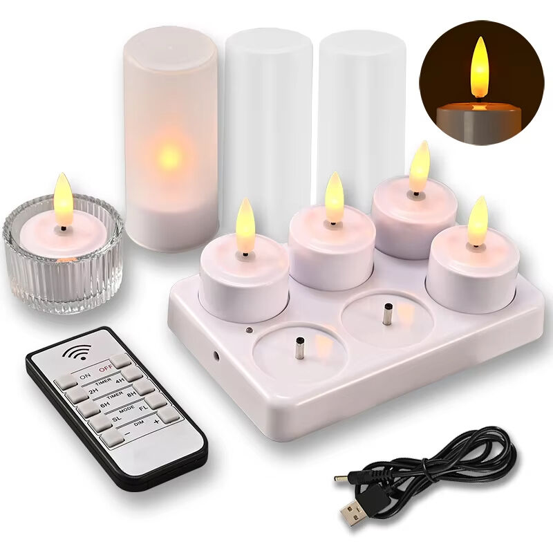 Velas LED de té sin llama con control remoto de temporizador