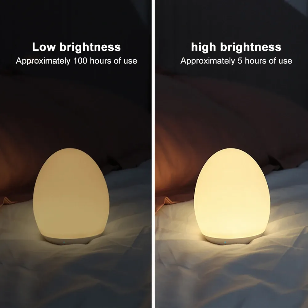 led egg shape night light rgb pat light usb rechargeable baby feeding sleeping eye protection lamp baby care lights for kid gift-54