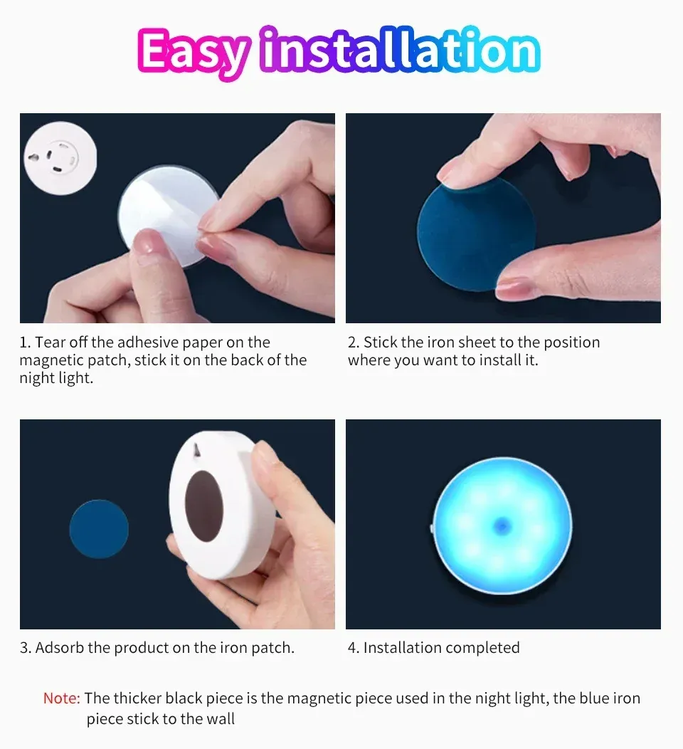rechargeable wireless rgb under cabinet lights motion sensor night -13