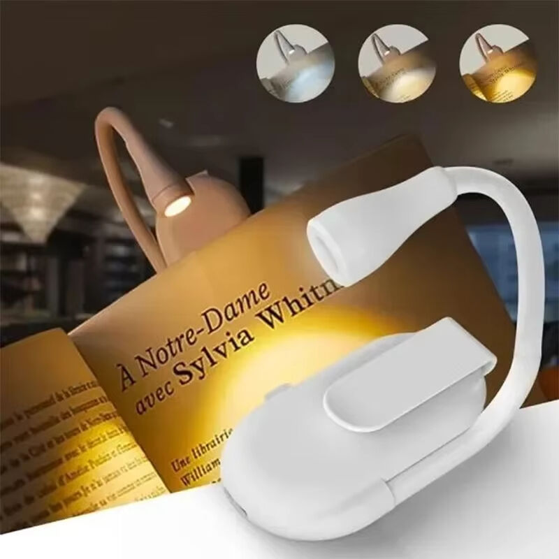 LED Book Light Rechargeable Mini Night Lights Reading Lights for Books in Bed 3 Color Stepless Brightness Clip on Reading Lamp